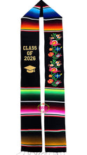Cargar imagen en el visor de la galería, *2026* Black Floral Tulipán Graduation Stole Sarape Sash IN STOCK