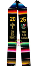 Load image into Gallery viewer, Dios por delante Black Graduation Stole Sarape Sash SOLD OUT