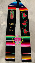 Load image into Gallery viewer, 2025* Virgen and Roses Black Stole Sarape Sash SOLD OUT