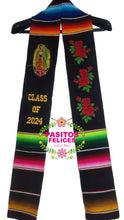 Load image into Gallery viewer, 2025* Virgen and Roses Black Stole Sarape Sash SOLD OUT