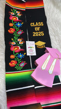 Cargar imagen en el visor de la galería, *2026* Black Floral Tulipán Graduation Stole Sarape Sash IN STOCK