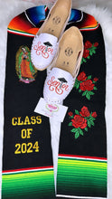 Cargar imagen en el visor de la galería, *2026* Virgen and Roses Black Stole Sarape Sash IN STOCK