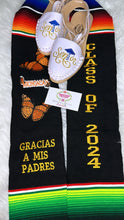Load image into Gallery viewer, 2025* Michoacán Gracias a mis padres - Thanks to my parents Graduation stole Sarape Sash - IN STOCK