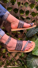 Load image into Gallery viewer, Sequin Black Cross Toe Sandals PREORDER