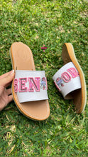 Load image into Gallery viewer, Pink Senior Sequin - White Sandal
