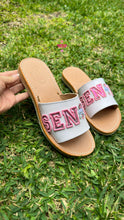 Load image into Gallery viewer, Pink Senior Sequin - White Sandal