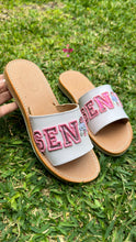 Load image into Gallery viewer, Pink Senior Sequin - White Sandal