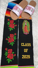 Load image into Gallery viewer, 2025* Virgen and Roses Black Stole Sarape Sash SOLD OUT
