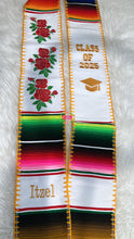 Load image into Gallery viewer, 2026 Roses White Graduation Stole Sarape Sash
