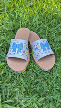 Load image into Gallery viewer, White Coquette Blue Bow Mexican Sandals
