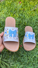 Load image into Gallery viewer, White Coquette Blue Bow Mexican Sandals