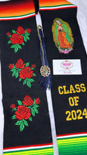 Load image into Gallery viewer, 2025* Virgen and Roses Black Stole Sarape Sash SOLD OUT
