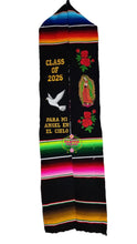Load image into Gallery viewer, 2025* Dove Virgen Black Graduation stole Sarape Sash SOLD OUT