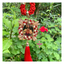 Load image into Gallery viewer, Sagrado Corazón con Virgencita - Sacred Heart w Virgin Mary Keychain and Car Blessing