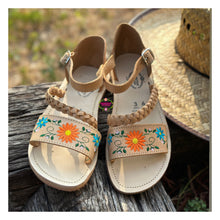 Load image into Gallery viewer, Xóchitl - Tan Embroidered Leather Sandals