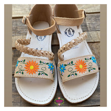 Load image into Gallery viewer, Xóchitl - Tan Embroidered Leather Sandals