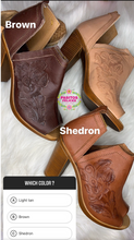 Cargar imagen en el visor de la galería, Morena - Brown Tooled Leather Booties
