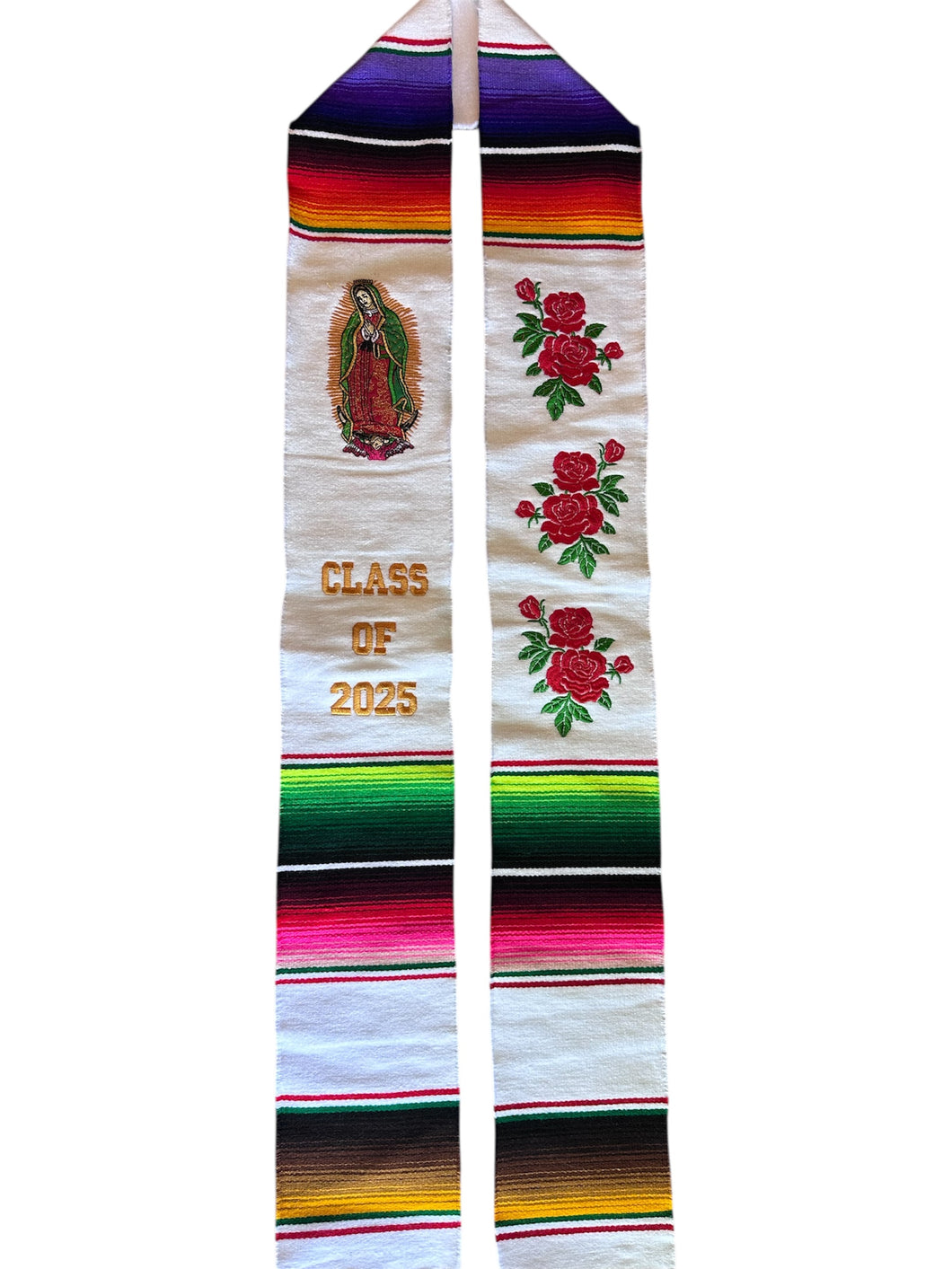 2025* Virgen and Roses White Stole Sarape Sash SOLD OUT