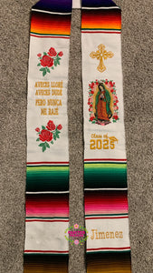 Aveces lloré - Cross White Graduation stole Sarape Sash SOLD OUT