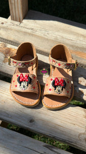 Minnie Buckle Tan Open Toed PREORDER