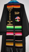 Load image into Gallery viewer, 2026 Dedicado a mis padres - Black Graduation Stole Sarape Sash IN STOCK
