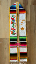 Load image into Gallery viewer, 2027 White Floral Tulipán w Gold - Graduation Stole Sarape Sash IN STOCK
