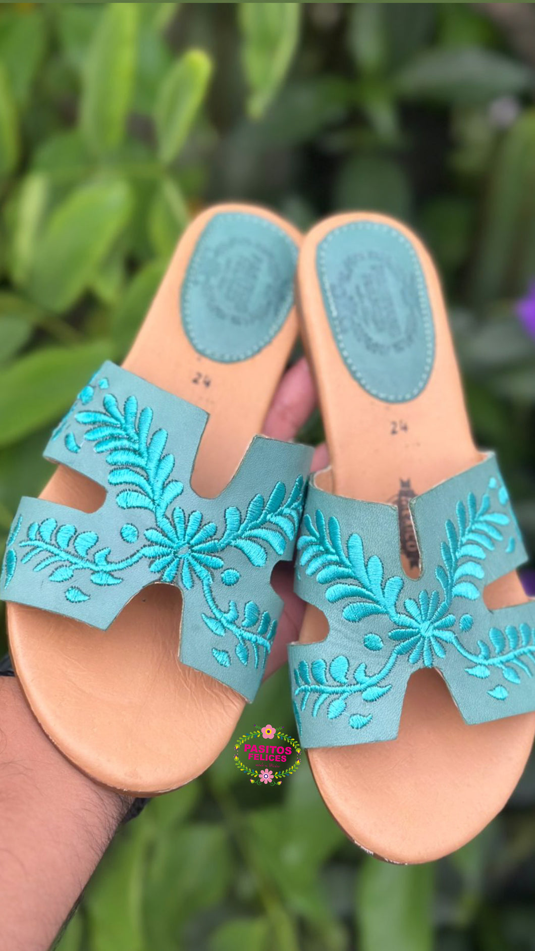 Viera - Turquoise Embroidered sandal PREORDER