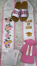 Load image into Gallery viewer, 2026 Yellow and Pink Roses w/ Pink border -  White Stole Sarape Sash SOLD OUT
