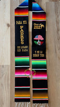 Load image into Gallery viewer, *2027* Llegaron sin nada - Black graduation stole Sarape Sash IN STOCK
