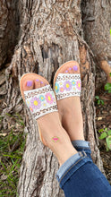 Load image into Gallery viewer, Angelica - White Leather Embroidered Sandals PREORDER
