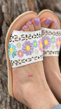 Load image into Gallery viewer, Angelica - White Leather Embroidered Sandals PREORDER
