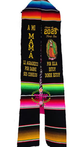 A mi mamá Virgen Black Graduation Stole IN STOCK