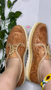 Light Tan Tooled Leather Loafers