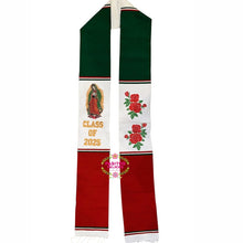 Cargar imagen en el visor de la galería, 2025* Virgen and Roses Mexico Graduation Stole (White) IN STOCK
