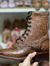 Load image into Gallery viewer, Shedron Doble Lacer - Leather Double Tooled Boots PREORDER
