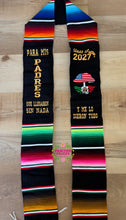 Load image into Gallery viewer, *2027* Llegaron sin nada - Black graduation stole Sarape Sash IN STOCK

