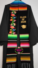 Load image into Gallery viewer, 2026 Black Floral Tulipán Graduation Stole Sarape Sash IN STOCK
