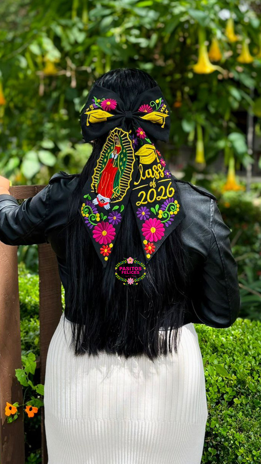 Virgen Black Moño - Unique Embroidered Class of Bows IN STOCK