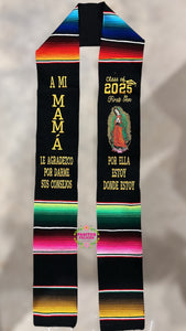 A mi mamá Virgen Black Graduation Stole IN STOCK