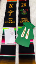 Load image into Gallery viewer, *2026*Mexico Dios por delante Black Graduation Stole Sarape Sash
