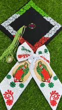 Load image into Gallery viewer, Moño Blanco Tri color Virgen- Embroidered Long Bow
