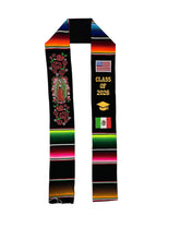 Cargar imagen en el visor de la galería, 2026 Virgen w flags - Pink Red Roses Black Stole Sarape Sash preorder
