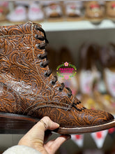 Load image into Gallery viewer, Shedron Doble Lacer - Leather Double Tooled Boots PREORDER
