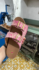 Carmen - Pink Tooled Leater Sandals