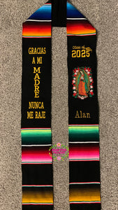 2025* Aveces lloré Virgen Black Stole Sarape Sash IN STOCK