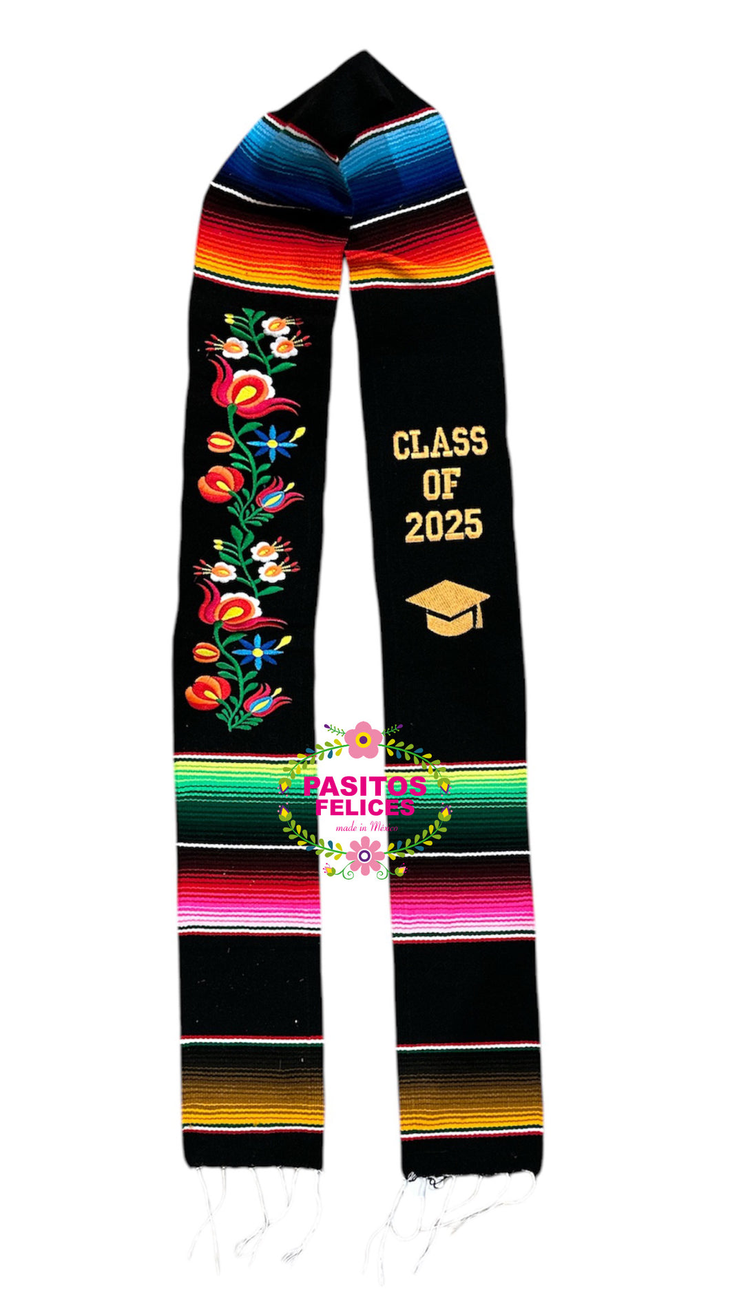 Black Floral Graduation Stole IN STOCK