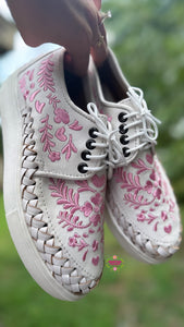 Pink Embroidered Sneakers