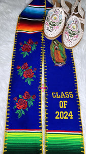 Virgen hand embroidered Blue Stole - IN STOCK