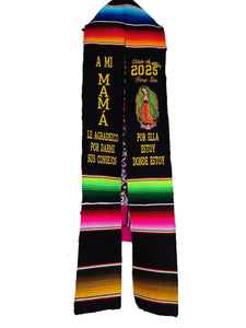 A mi mamá Virgen Black Graduation Stole IN STOCK