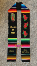 Cargar imagen en el visor de la galería, 2025* Virgen and Roses Black Stole Sarape Sash IN STOCK
